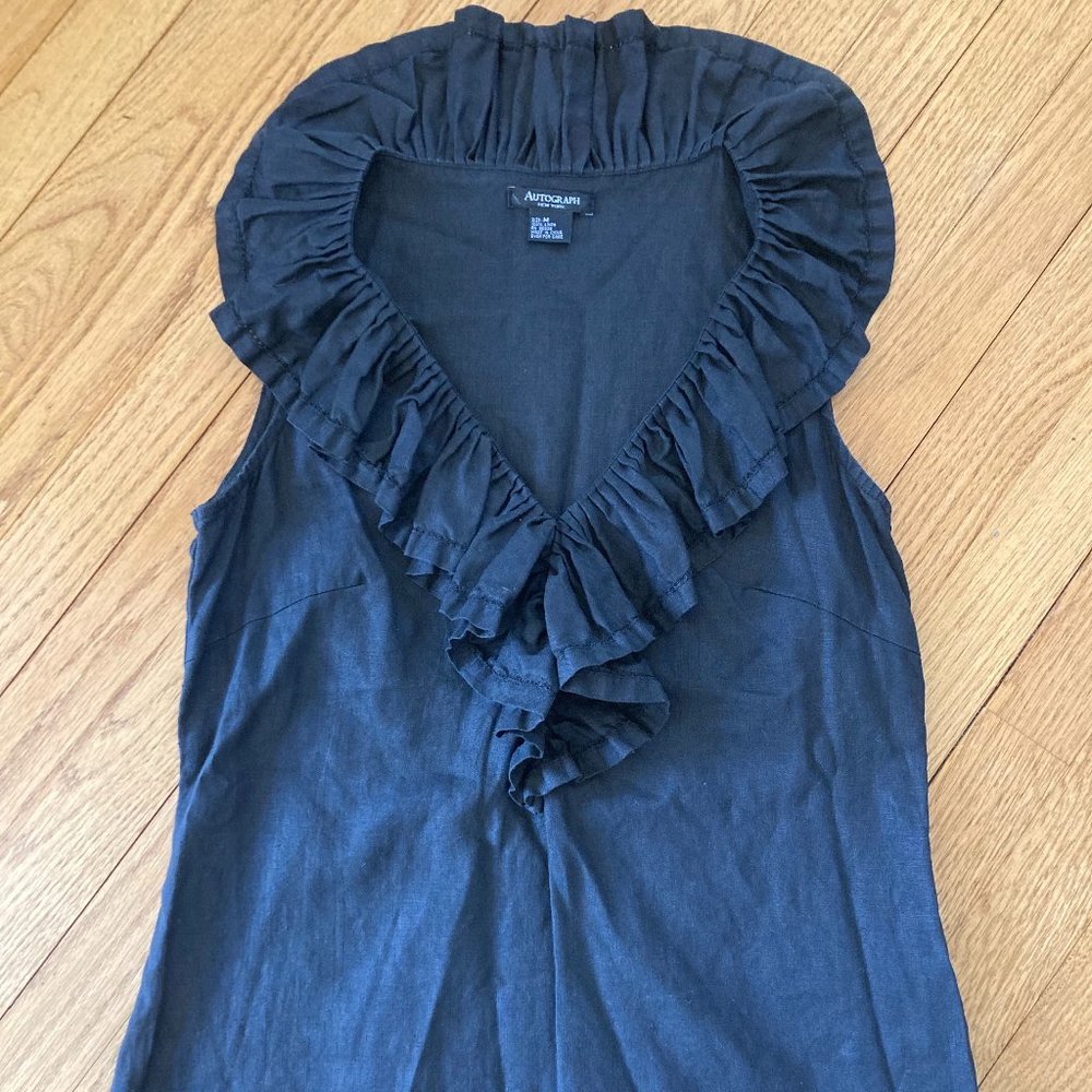 Black Autograph New York Ruffle Blouse Size Med
